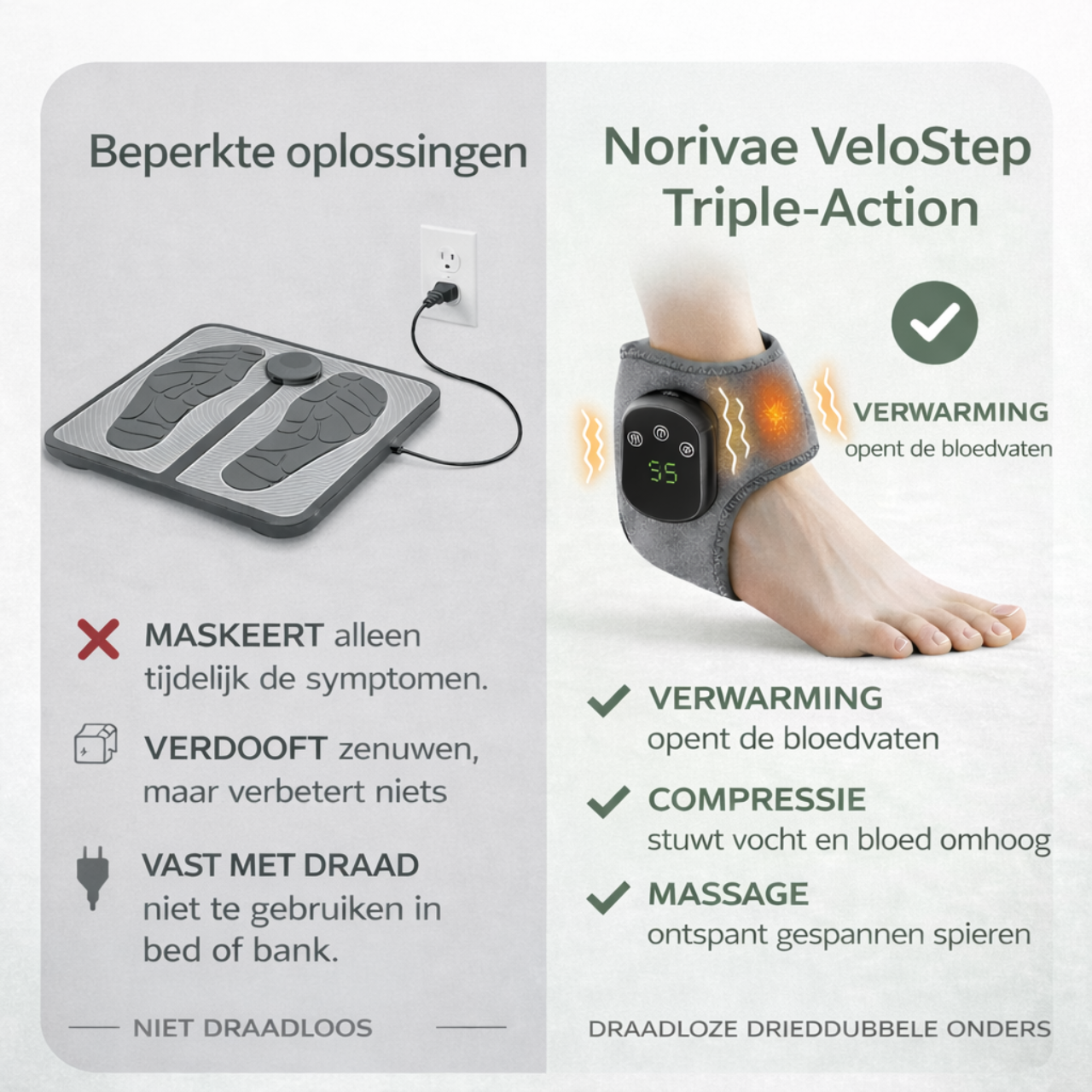 Norivae VeloStep | Warmte, Compressie & Massage voor je Enkels